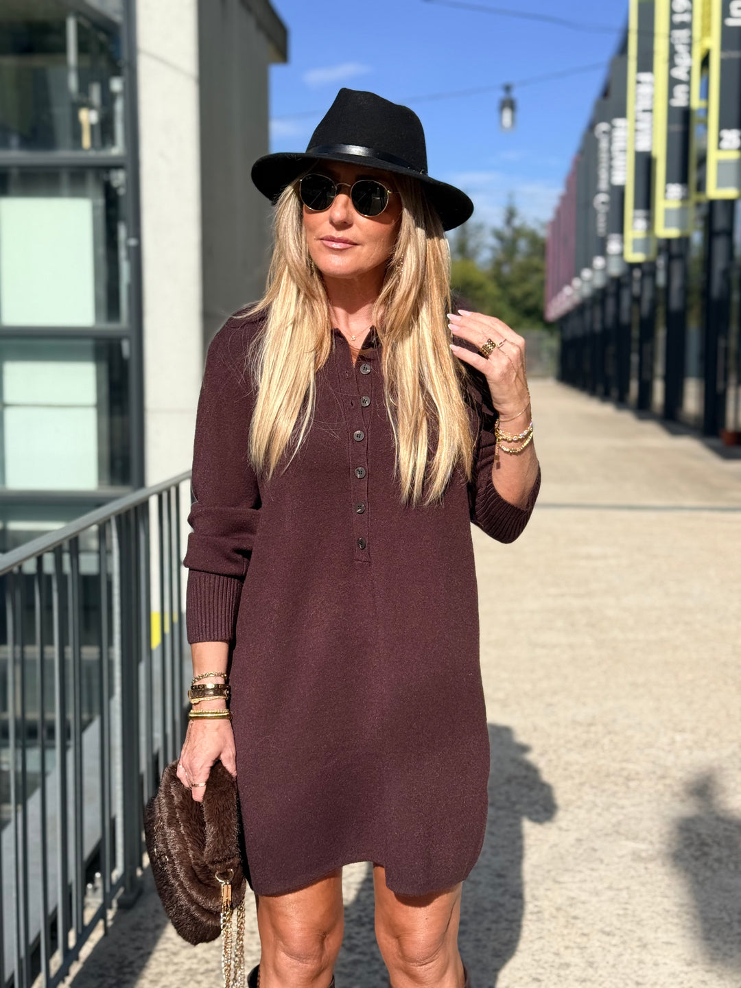 Robe tunique maille boutonnée YL9069