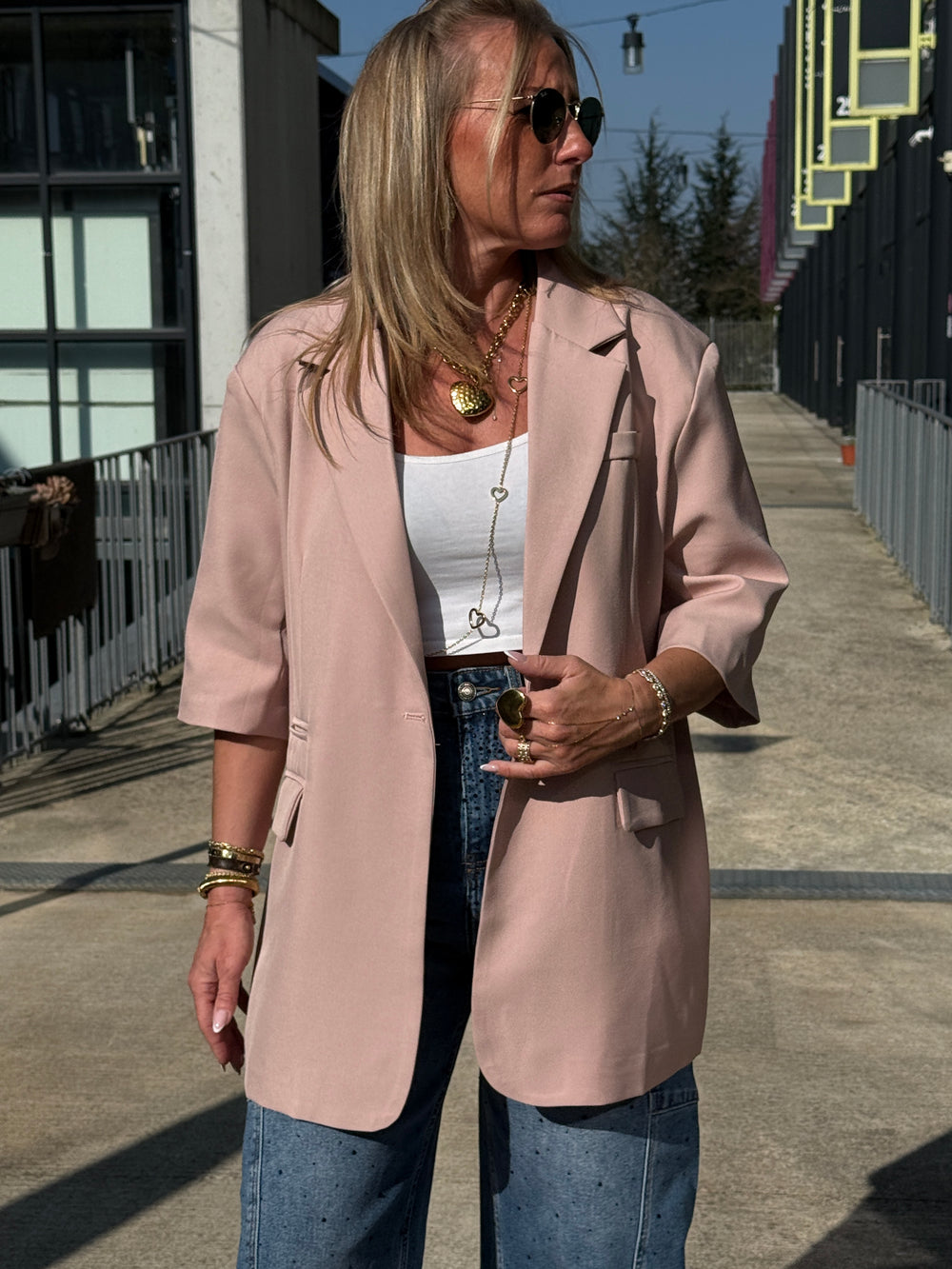 Blazer manches courtes Rose nude Jucie