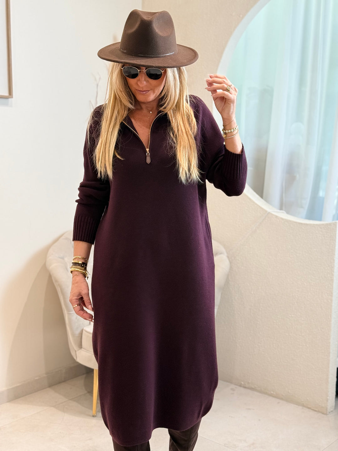 Robe long maille zip Yl9015
