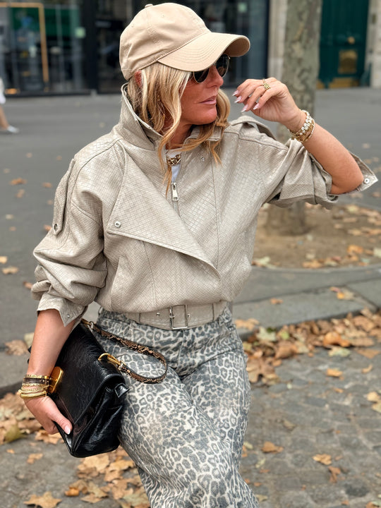 Veste similicuir matelassé 16185 Beige