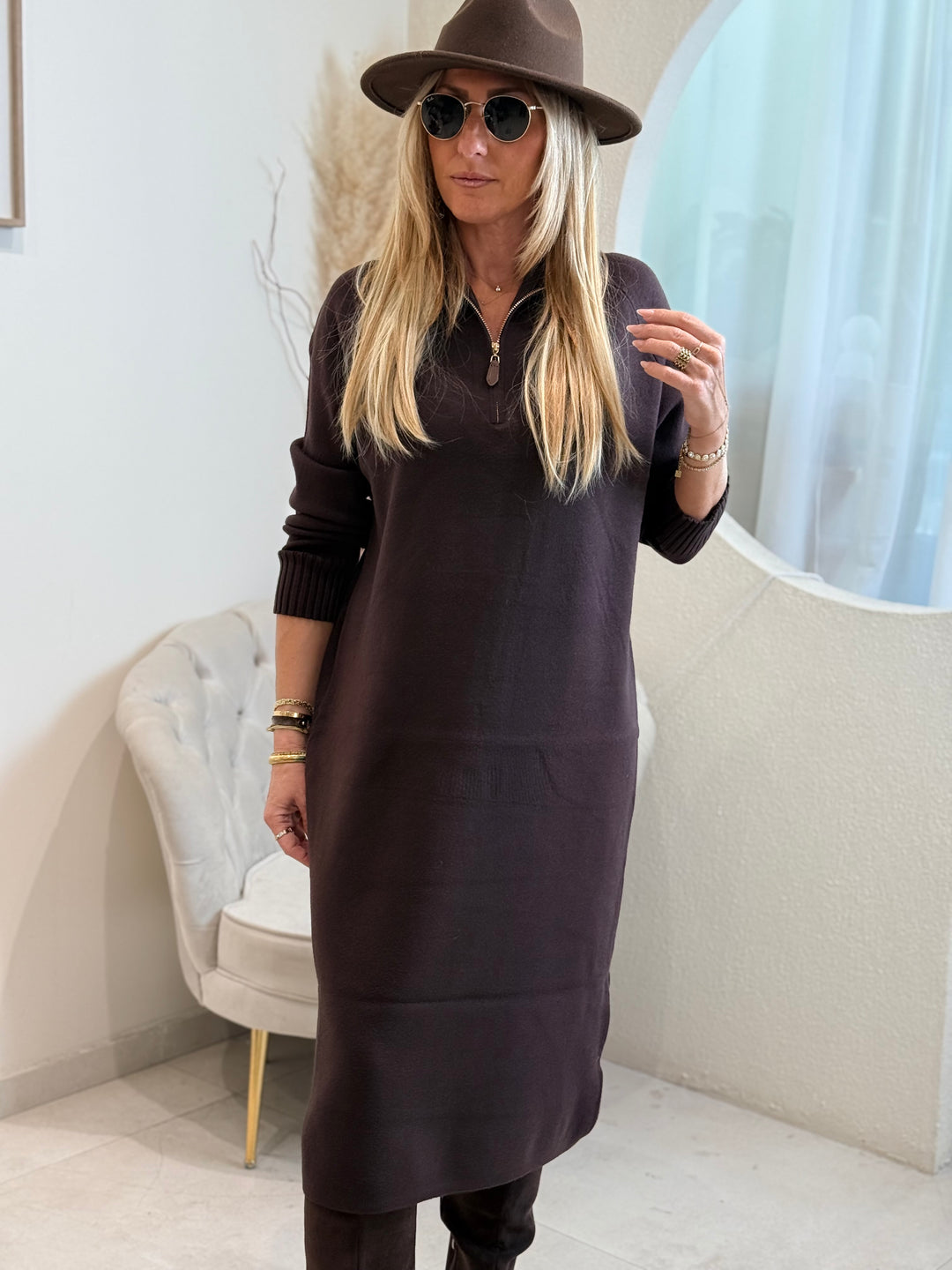Robe long maille zip Yl9015