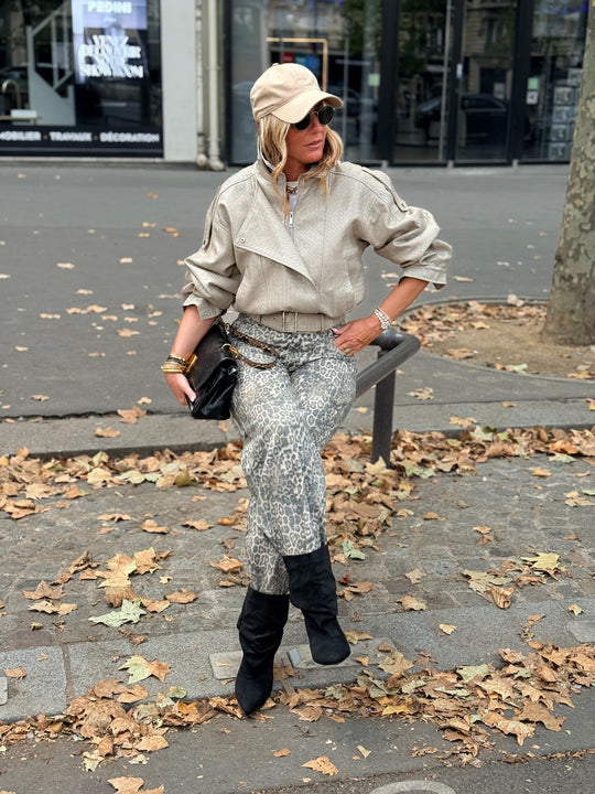 Veste similicuir matelassé 16185 Beige