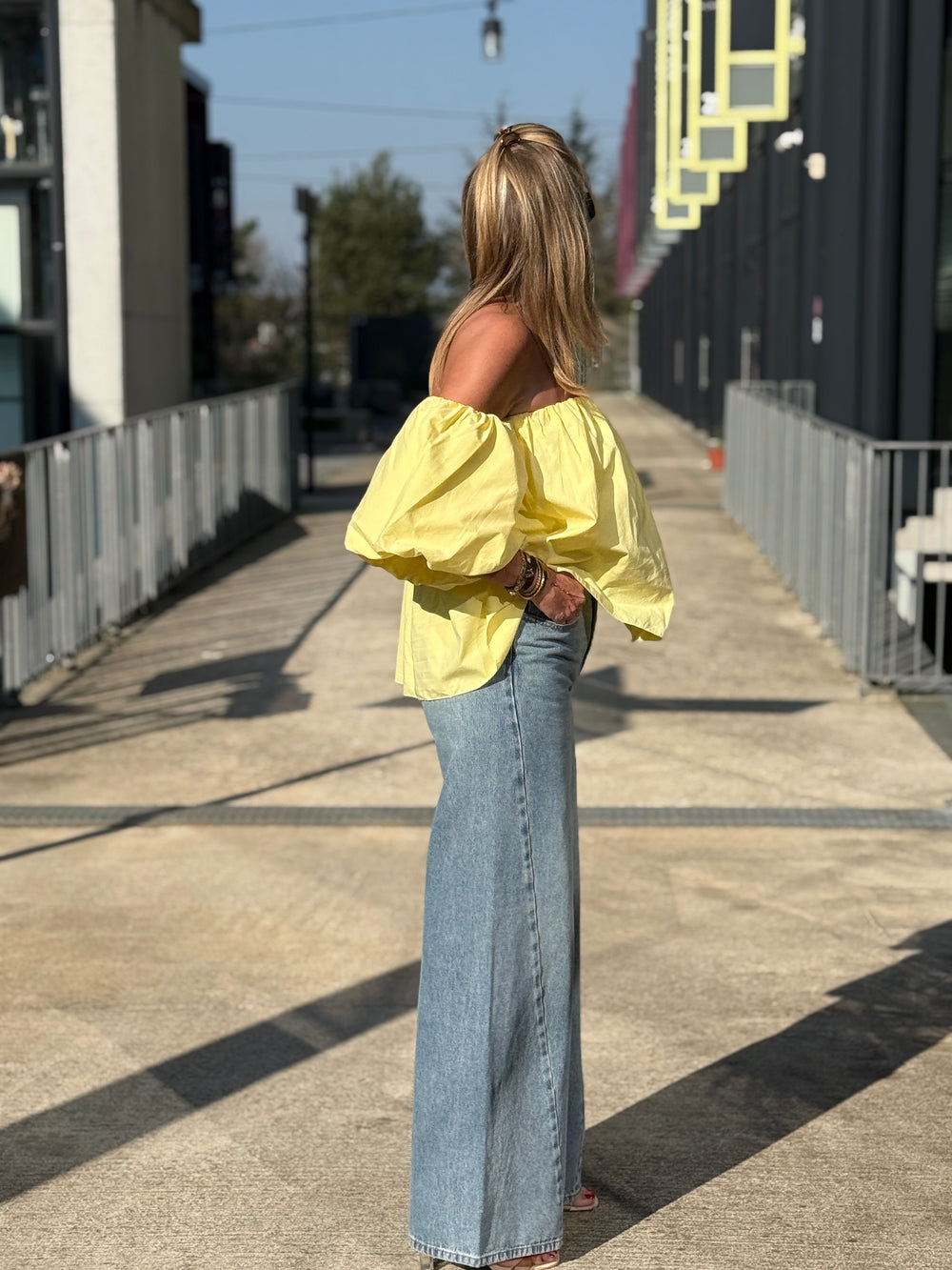 Blouse bustier bouffante manches JAUNE 2935