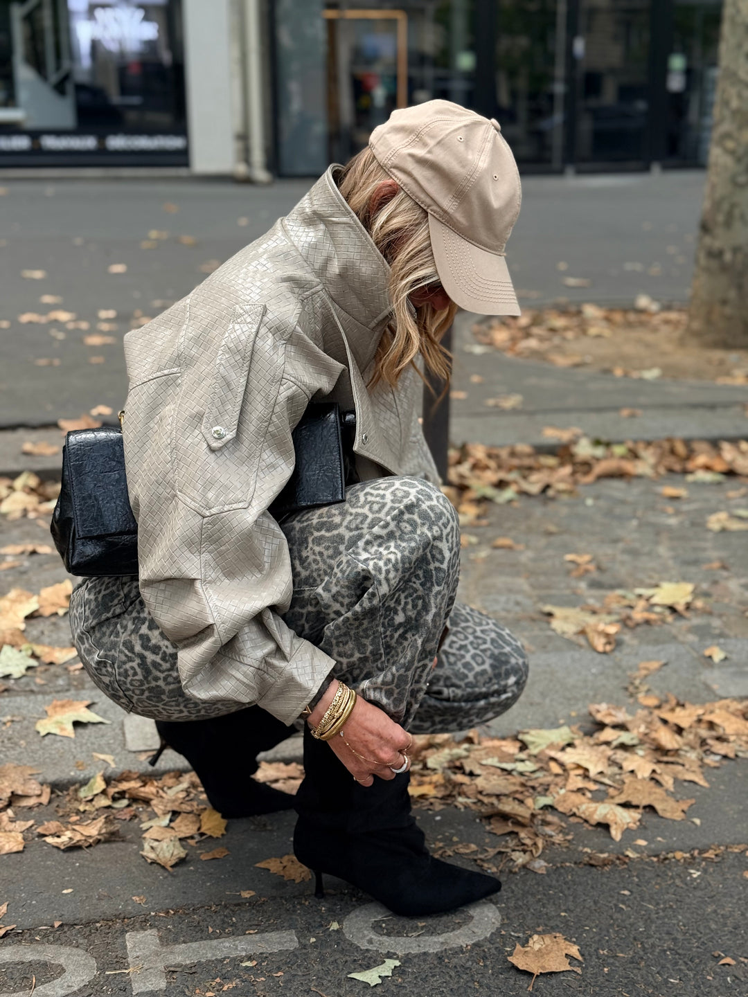 Veste similicuir matelassé 16185 Beige