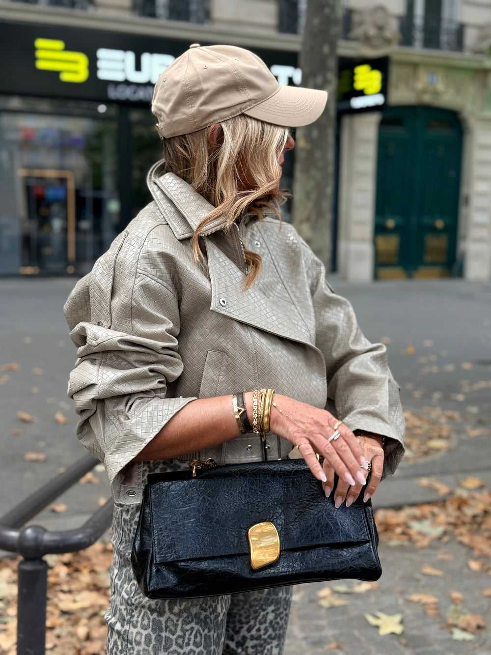 Veste similicuir matelassé 16185 Beige