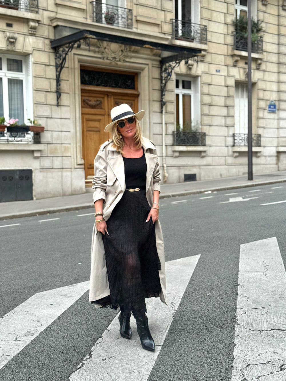 Jupe froissée dentelle Noir 21052