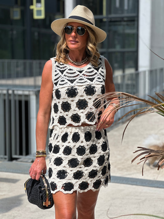 Ensemble top jupe crochet