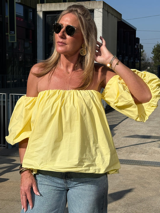 Blouse bustier bouffante manches JAUNE 2935