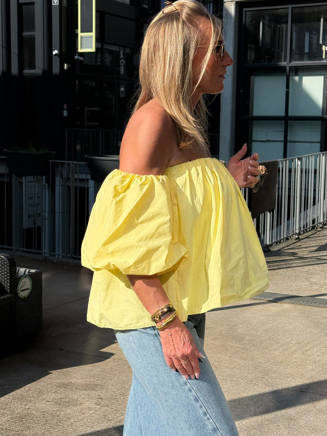 Blouse bustier bouffante manches JAUNE 2935