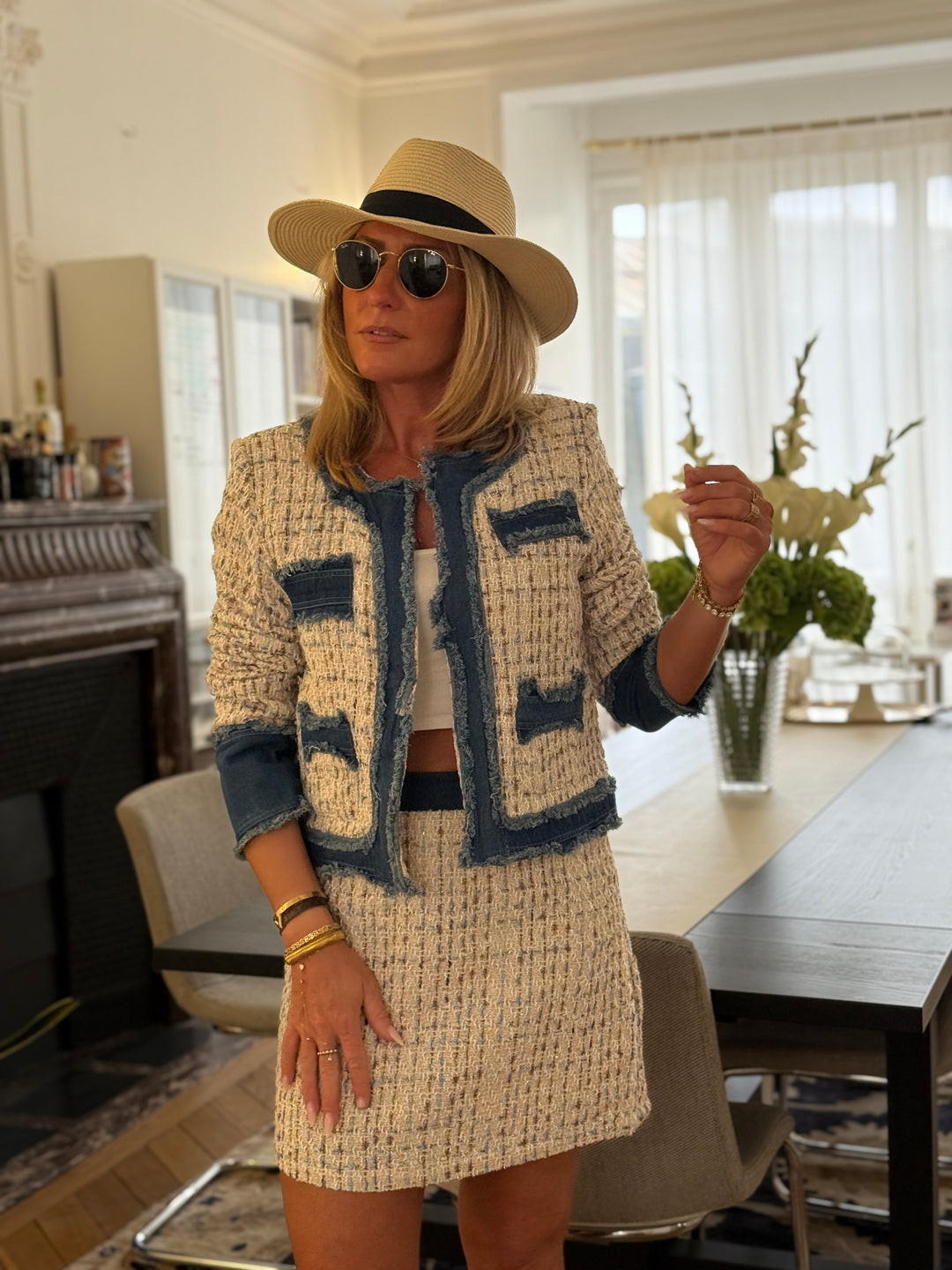 Ensemble tweed veste et jupe 3017