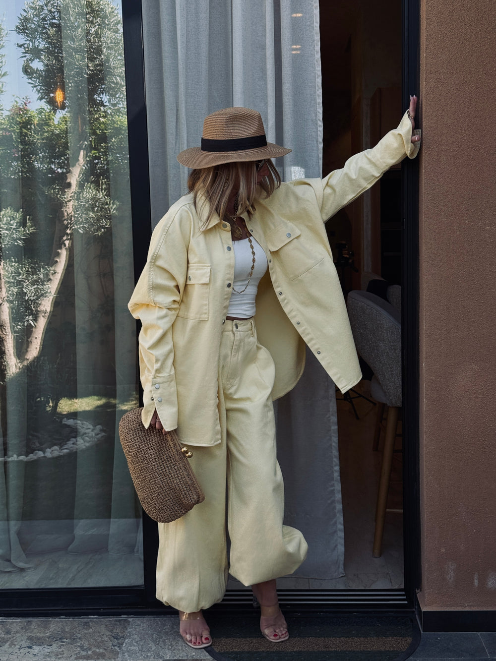 Pantalon jean jaune 12028