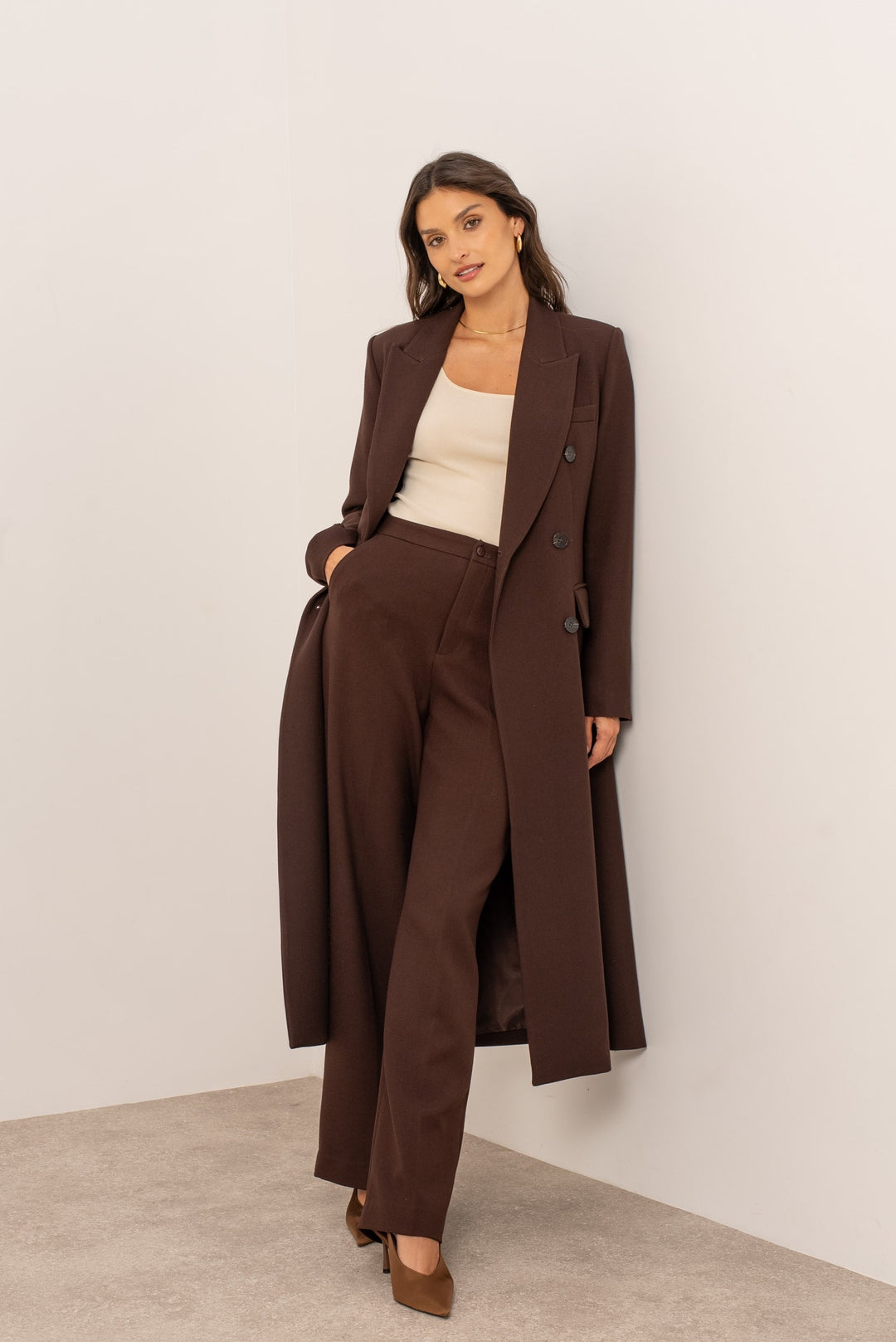 Manteau Blazer long Choco 2442