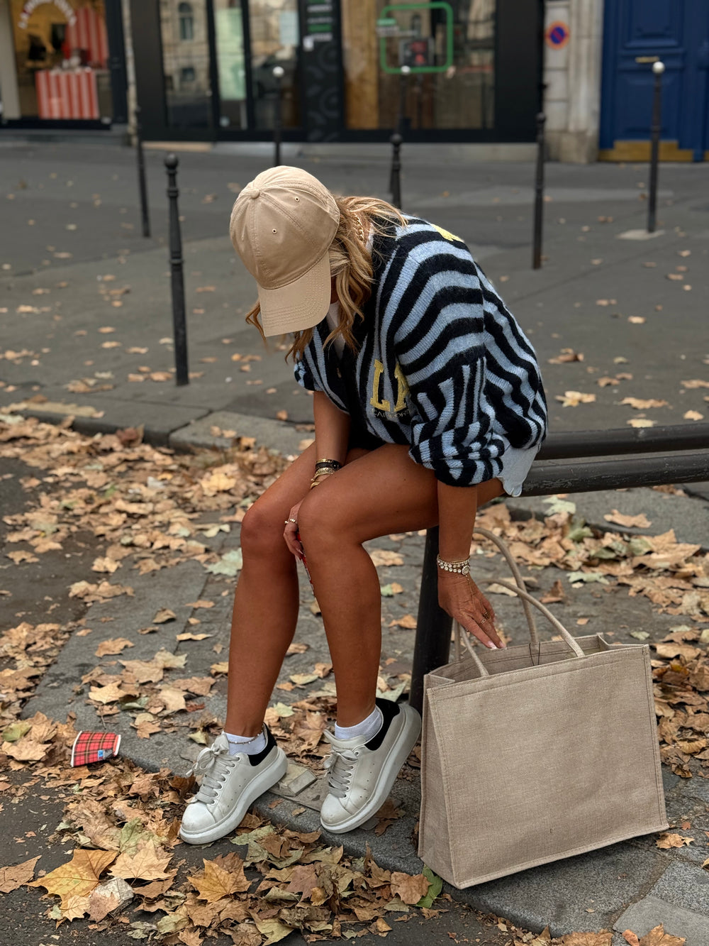 Pull gilet rayure bleu borde California