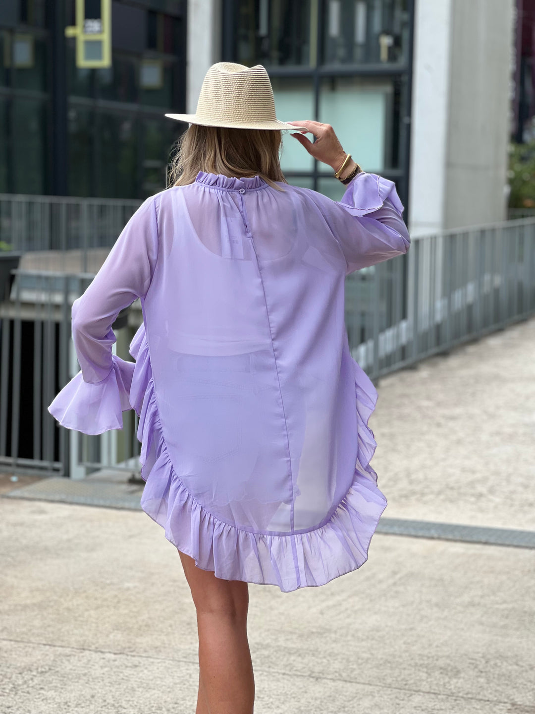 Blouse en voile long à l’arriere 9065 Lila