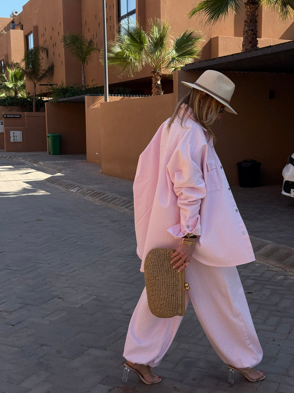 Pantalon jean rose 12028