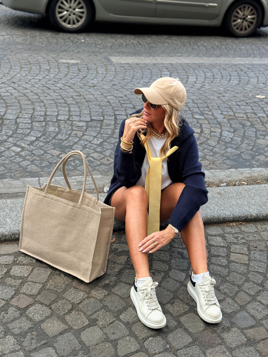 Gilet bleu marine lacet jaune 5600