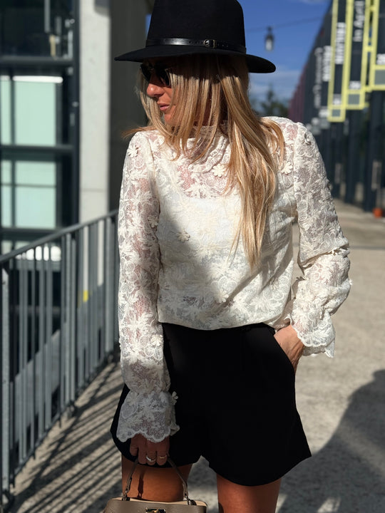 Blouse dentelle volant 3298