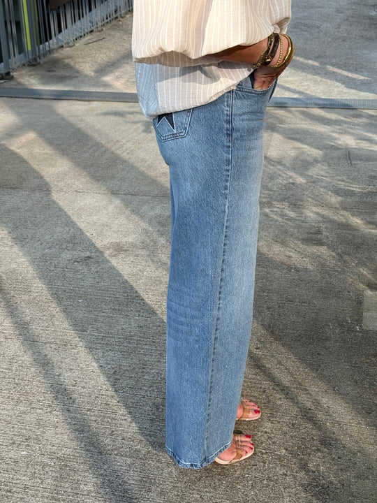 Jean Wide Leg Étoiles Brodées HU0017
