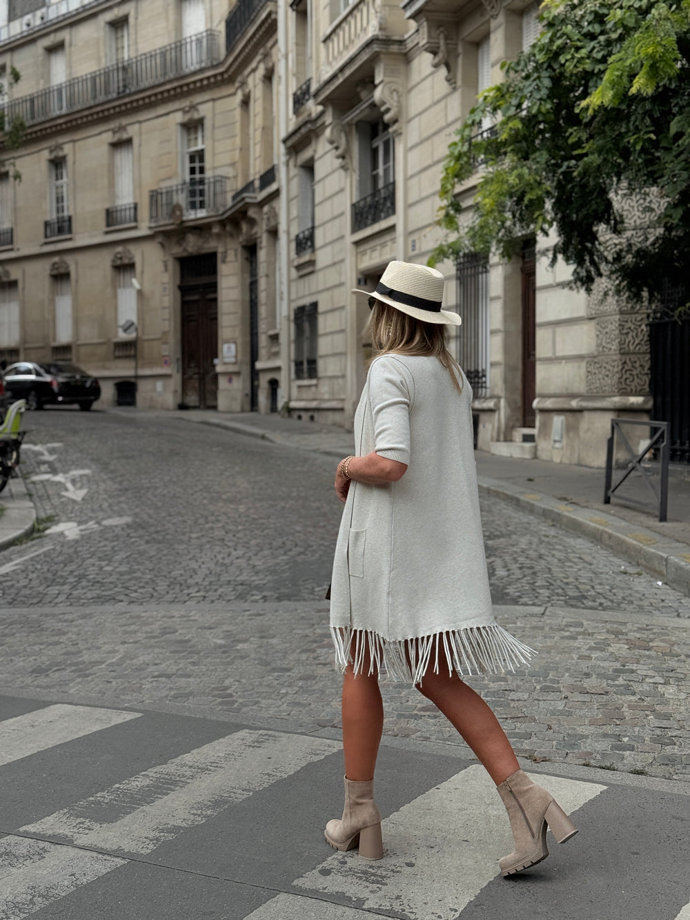 Gilet long à franges