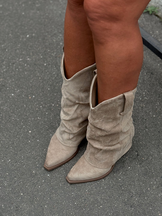 Santiags effet daim taupe 2501A