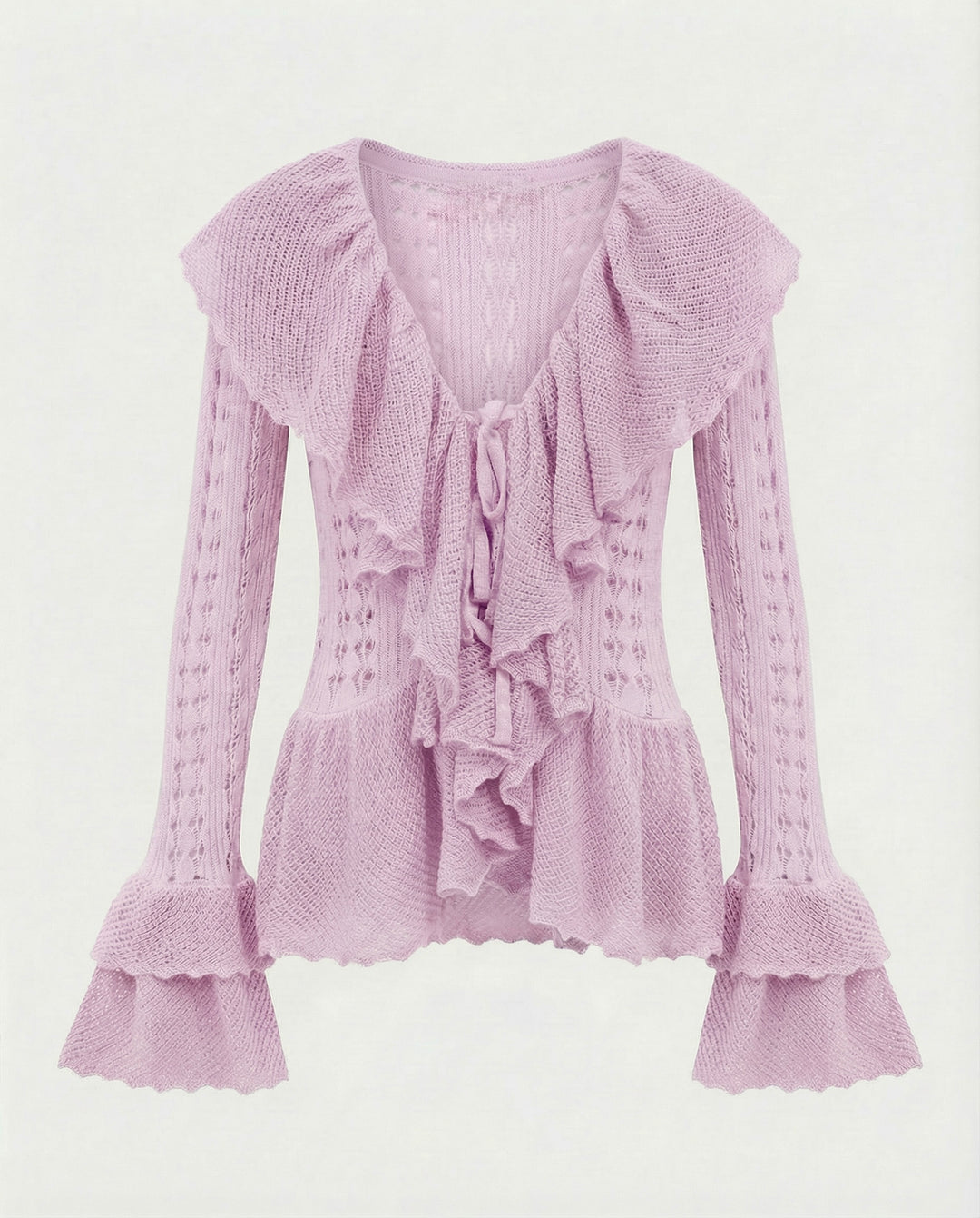 Gilet tricoté manches volant Lila 5103