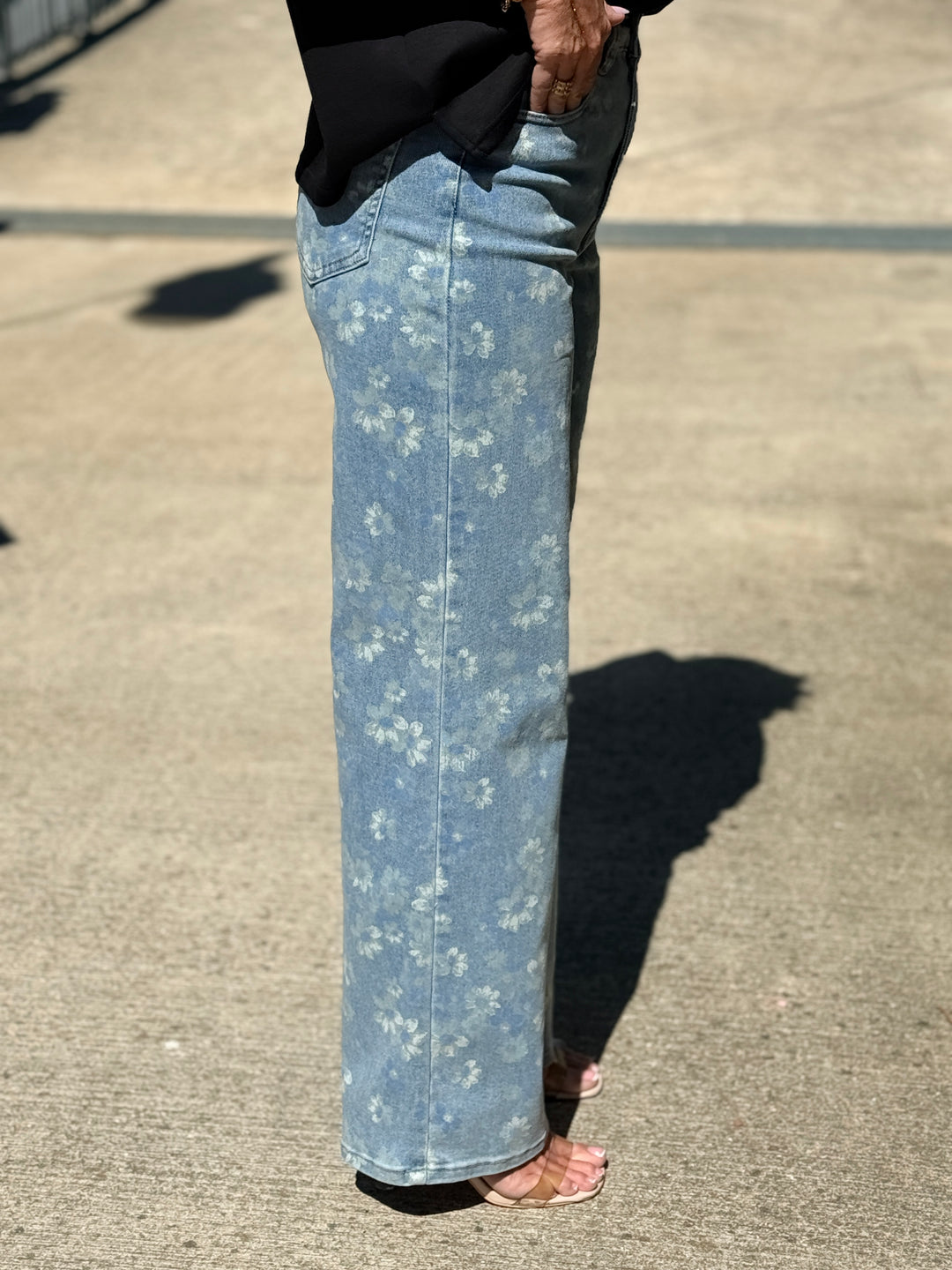 Jean fleuri bleu  Y3375