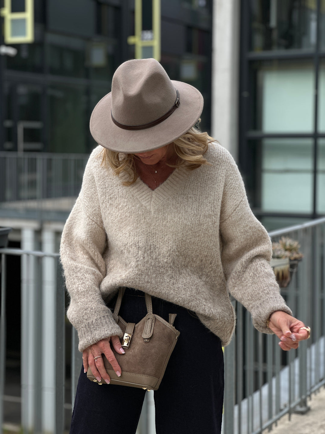 Pull beige taupe dégradé 62701