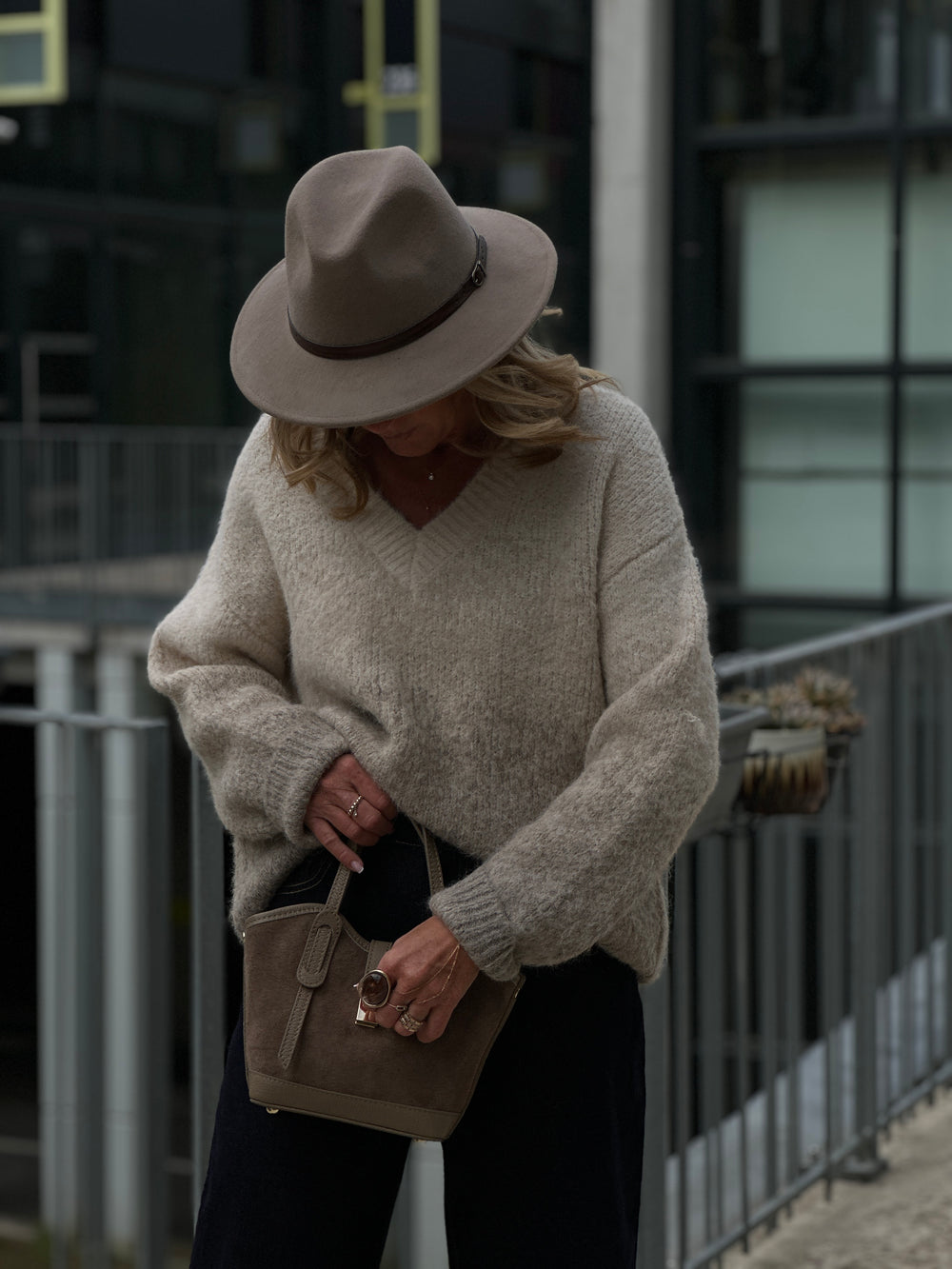 Pull beige taupe dégradé 62701