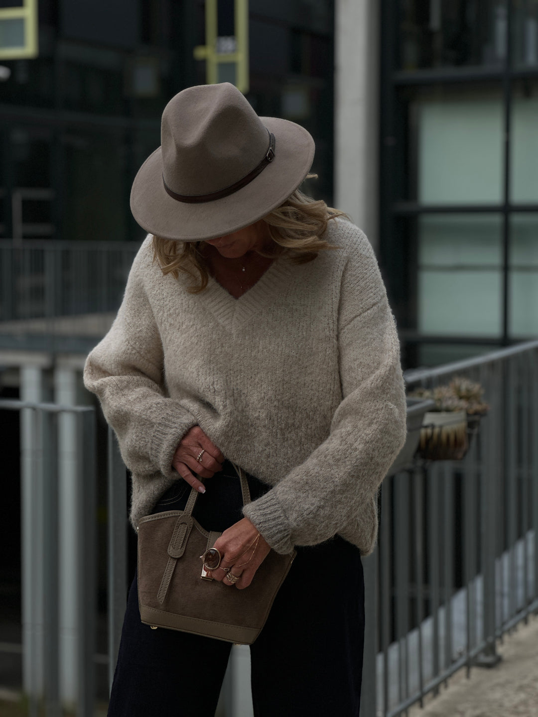 Pull beige taupe dégradé 62701