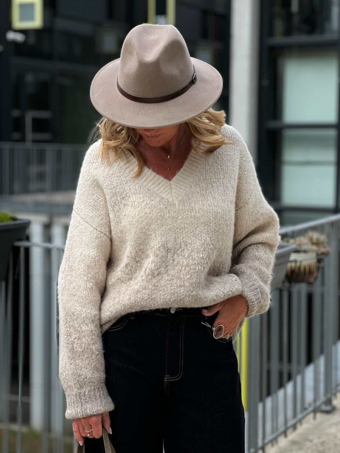 Pull beige taupe dégradé 62701