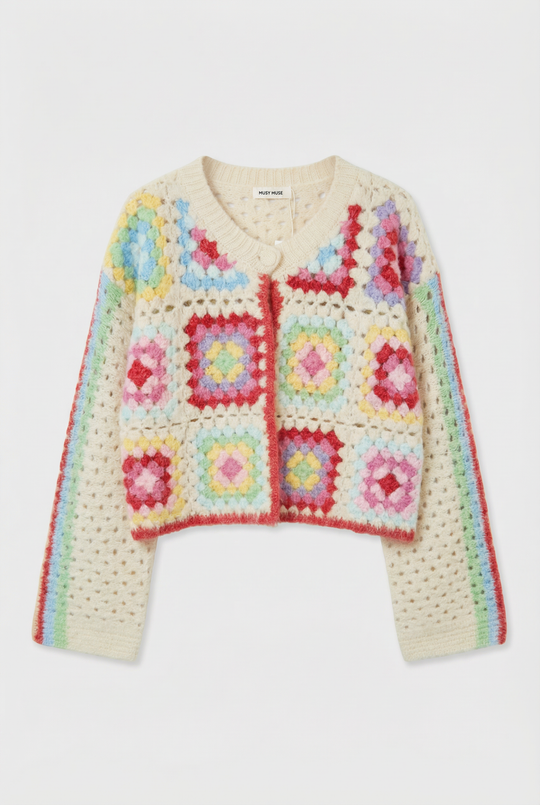 Pull gilet a crochet écru MD0029