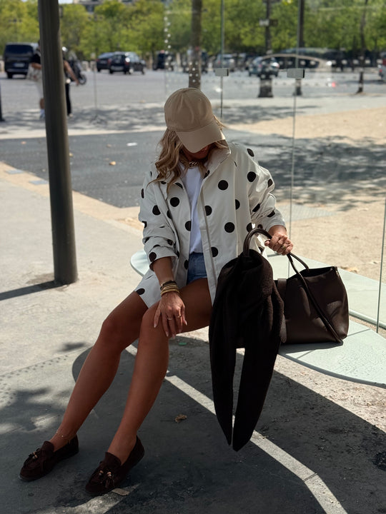 Veste trench à pois choco H2031