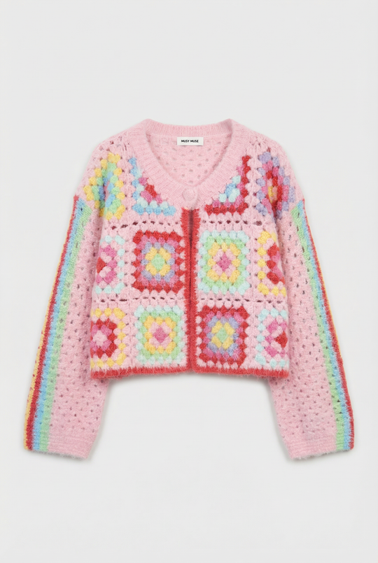 Pull gilet a crochet Rose MD0029