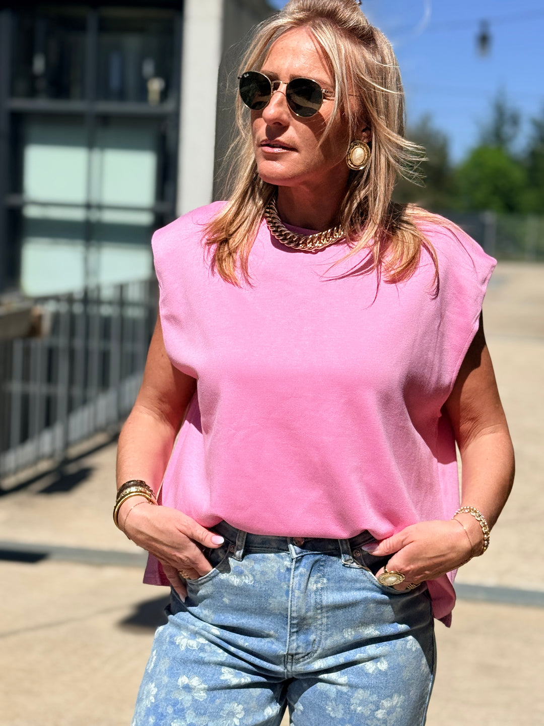 T-shirt epaulette ROSE ZC03