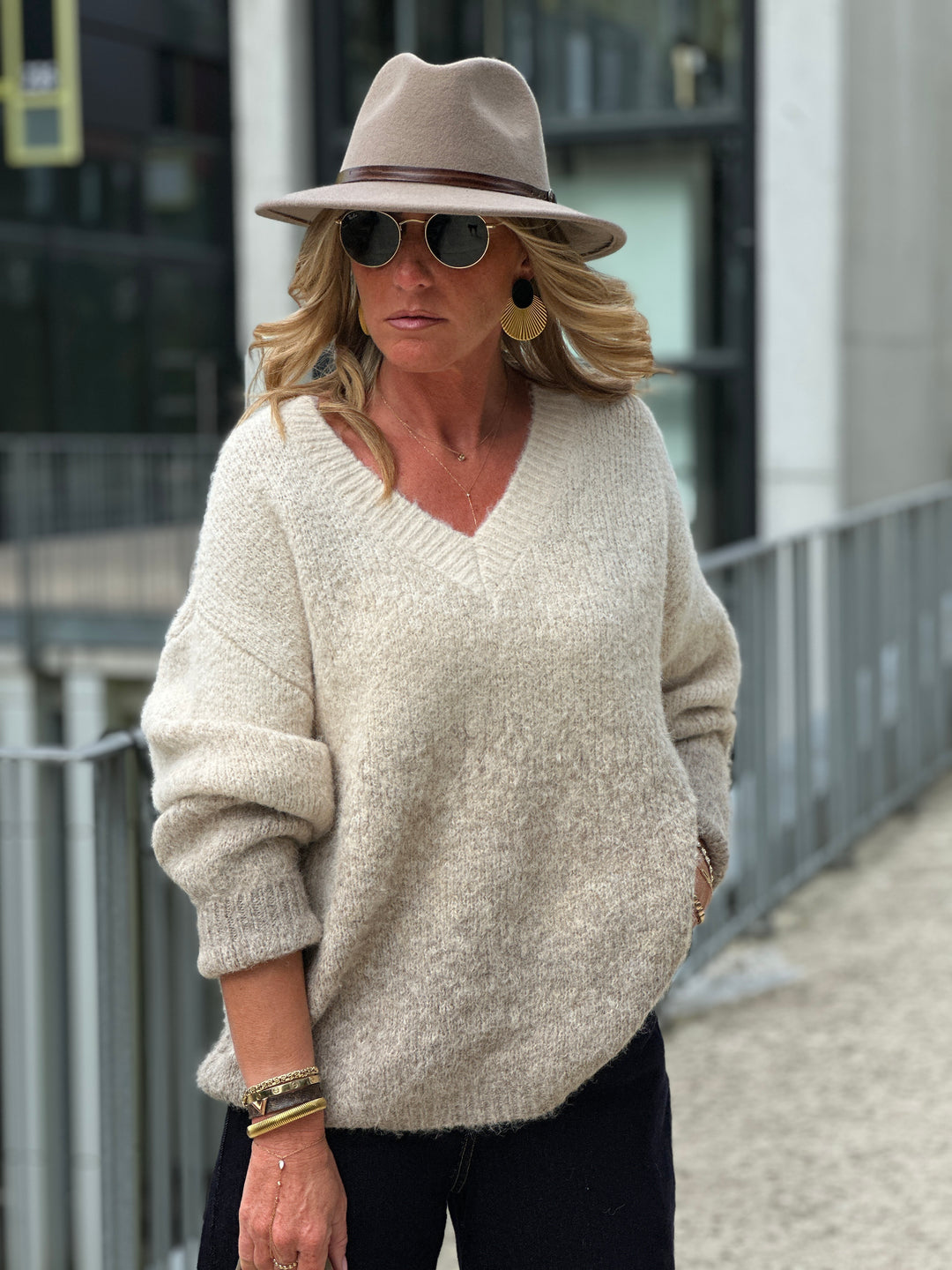 Pull beige taupe dégradé 62701