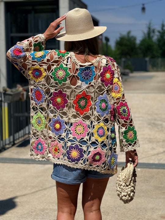 Gilet crochet multicouleur 6899