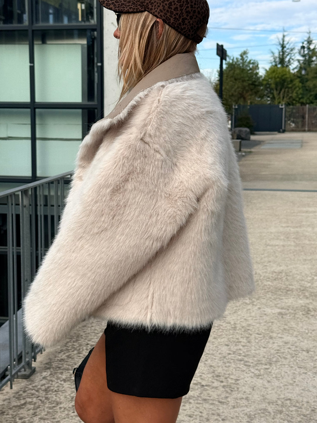 Veste fourrure réversible beige 8855