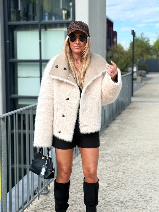 Veste fourrure réversible beige 8855