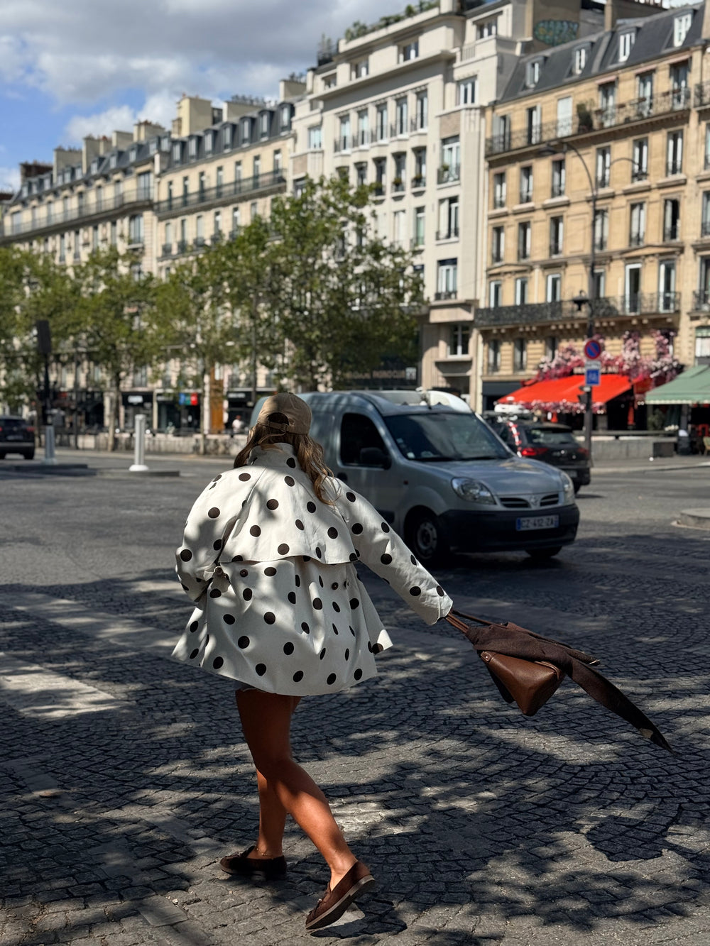 Veste trench à pois choco H2031