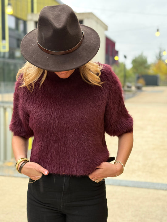 Pull fourrure Bordeaux YQ869