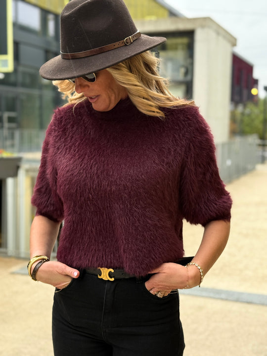 Pull fourrure Bordeaux YQ869