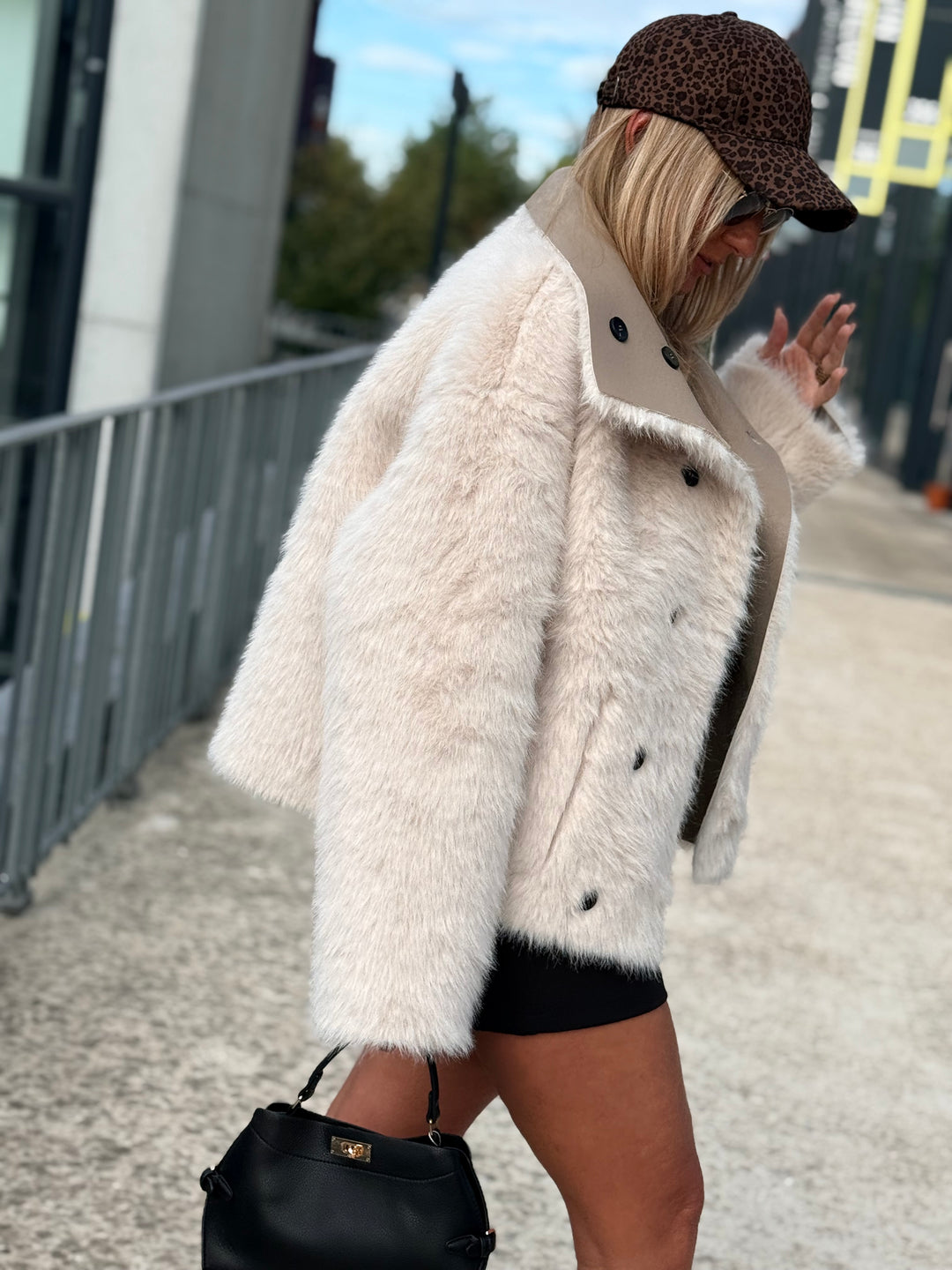 Veste fourrure réversible beige 8855