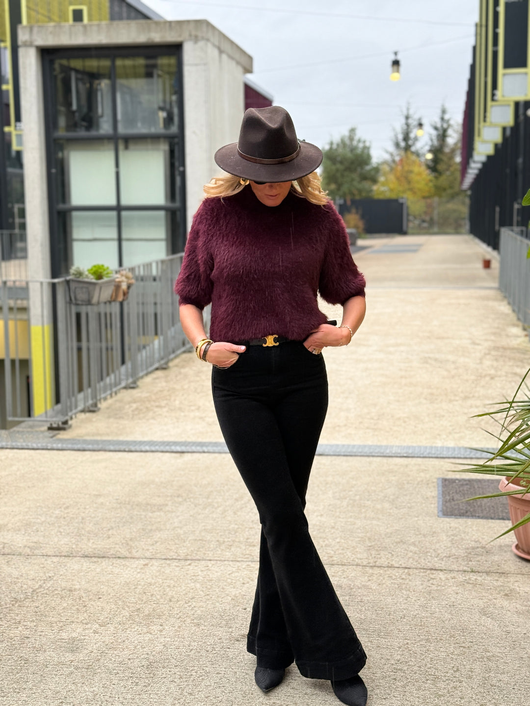 Pull fourrure Bordeaux YQ869