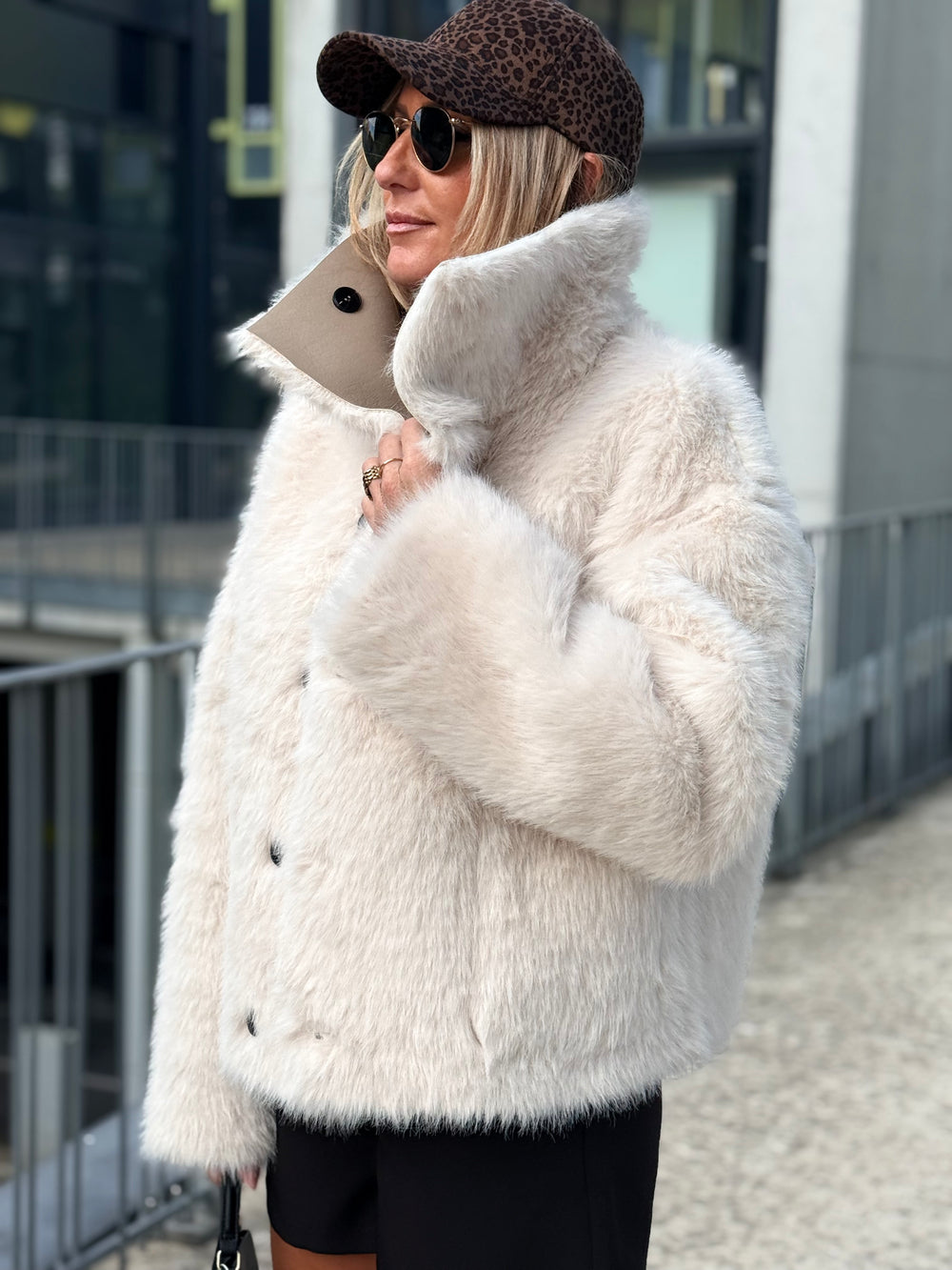 Veste fourrure réversible beige 8855
