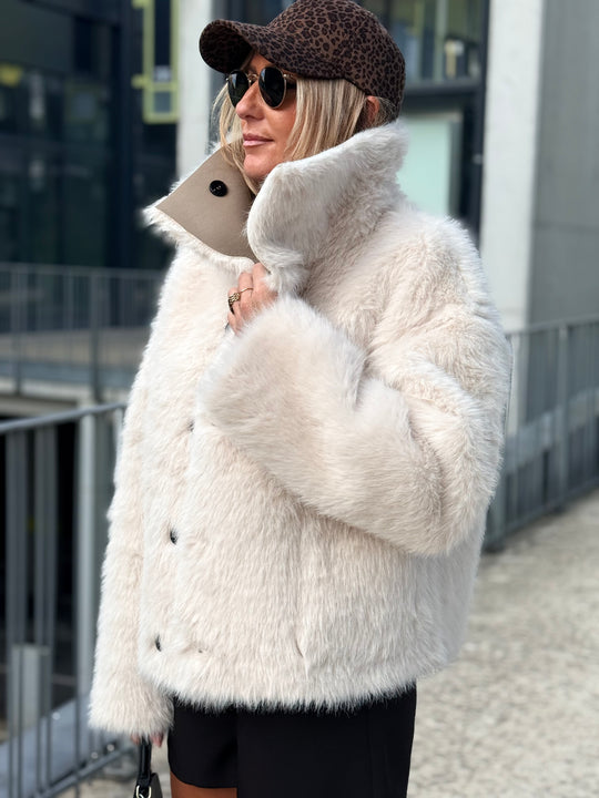 Veste fourrure réversible beige 8855