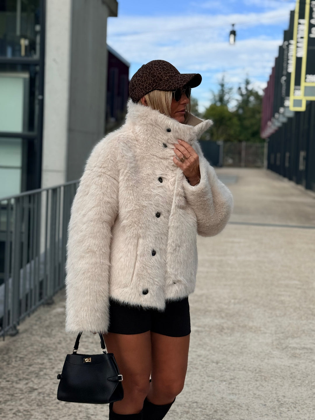 Veste fourrure réversible beige 8855