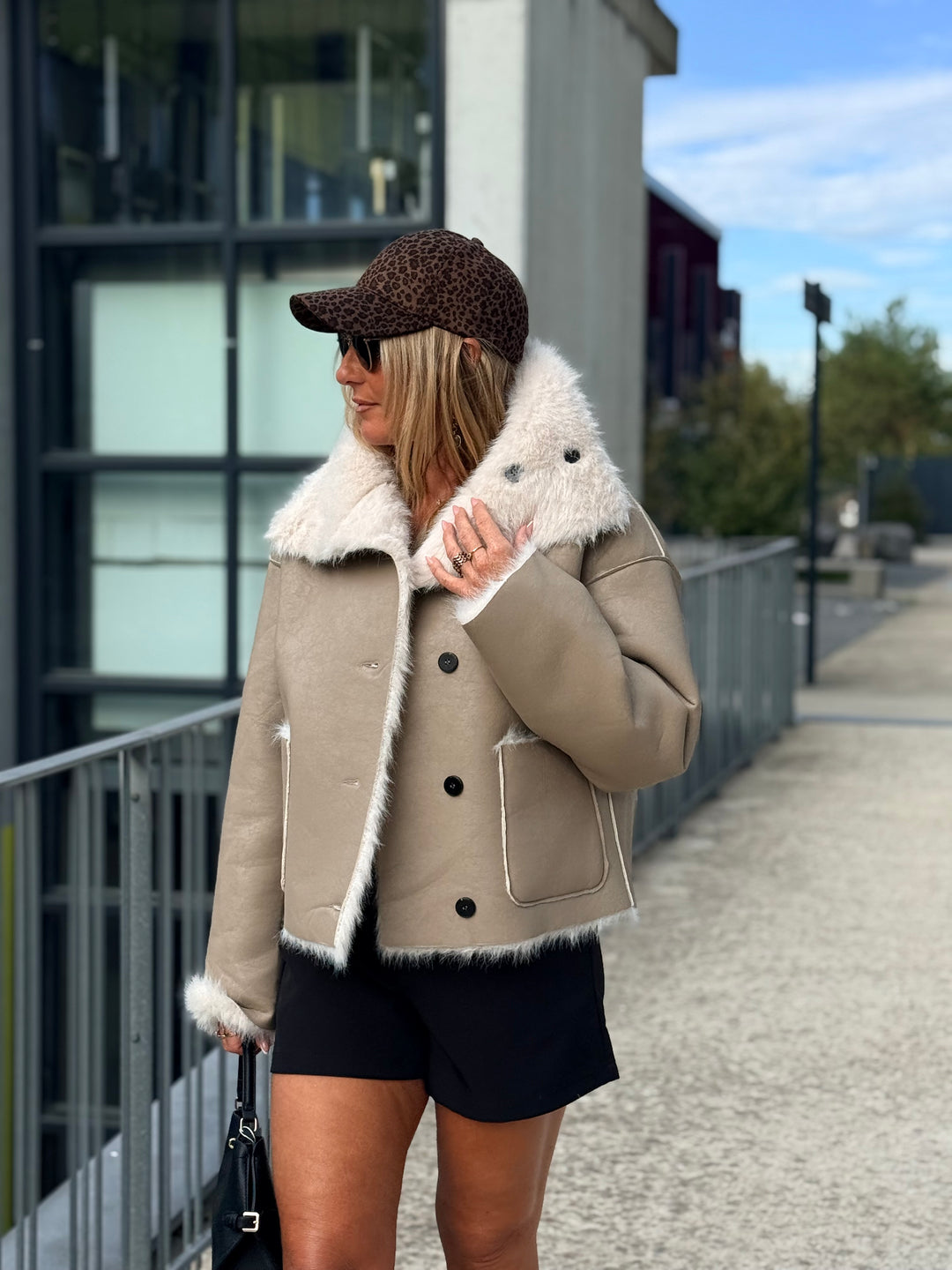 Veste fourrure réversible beige 8855