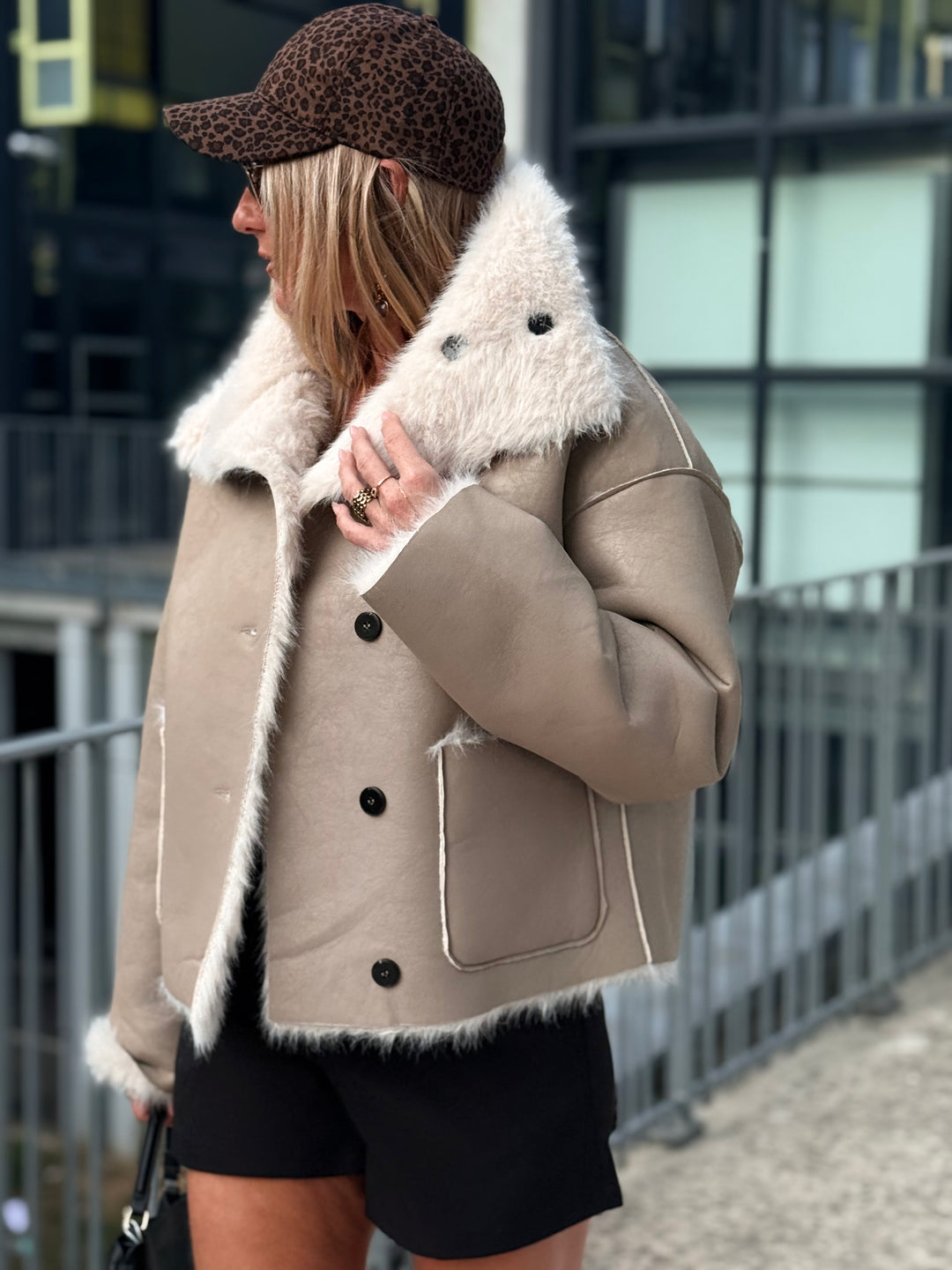 Veste fourrure réversible beige 8855