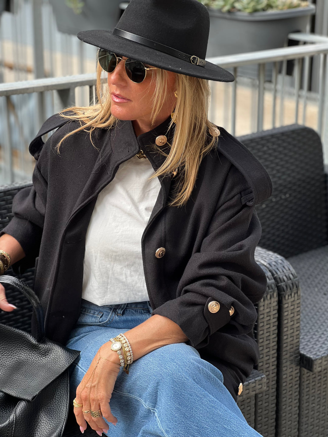 Veste boutons or 873 Noir