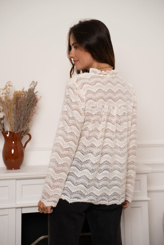 Blouse brodé beige Léna /k-JP2401